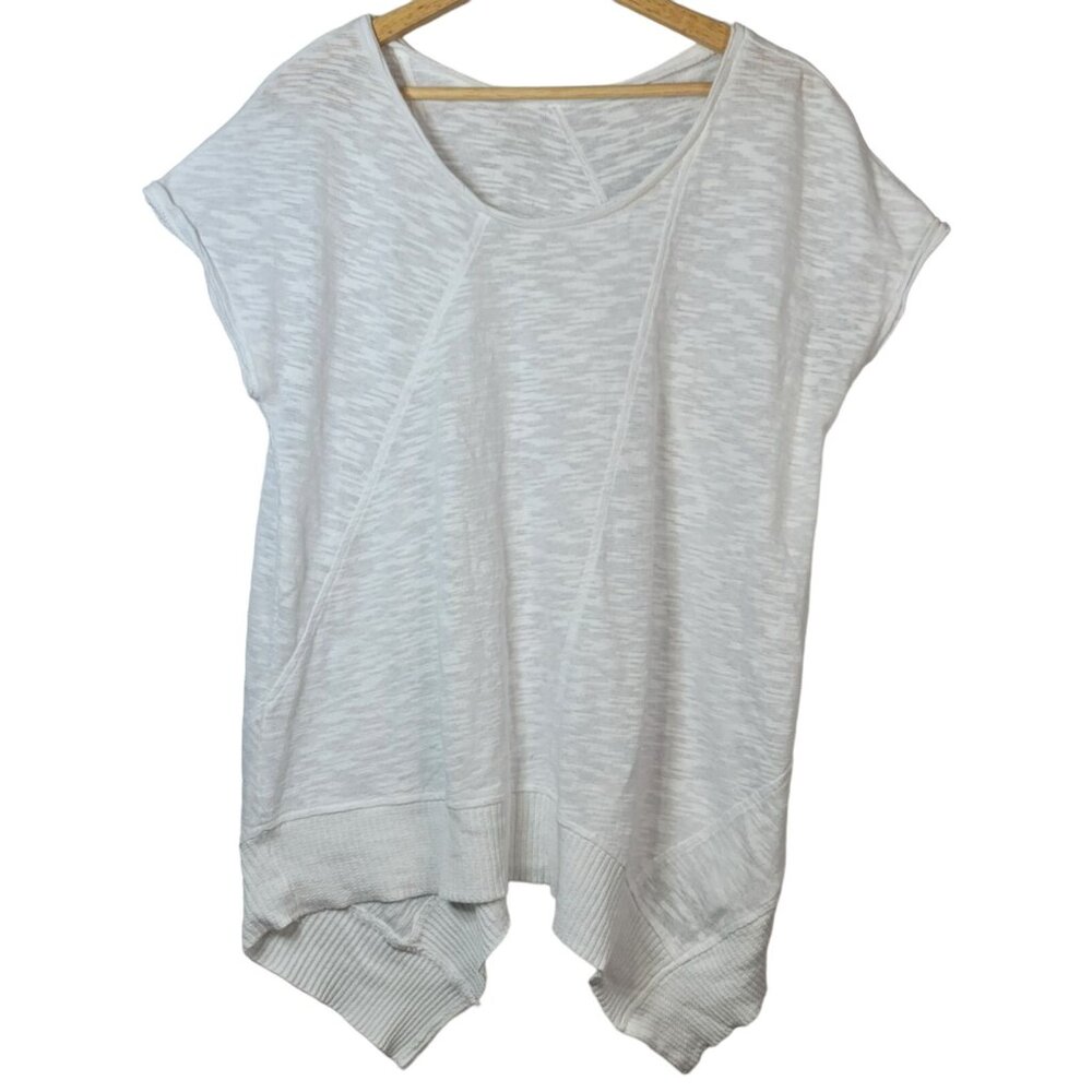 Lane Bryant Pullover Knit Top White Size 14 16 Nubby Short Sleeve Semi Sheer
